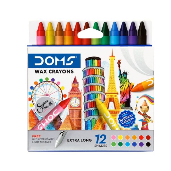 DOMS Long Wax Crayons - 12 Shades