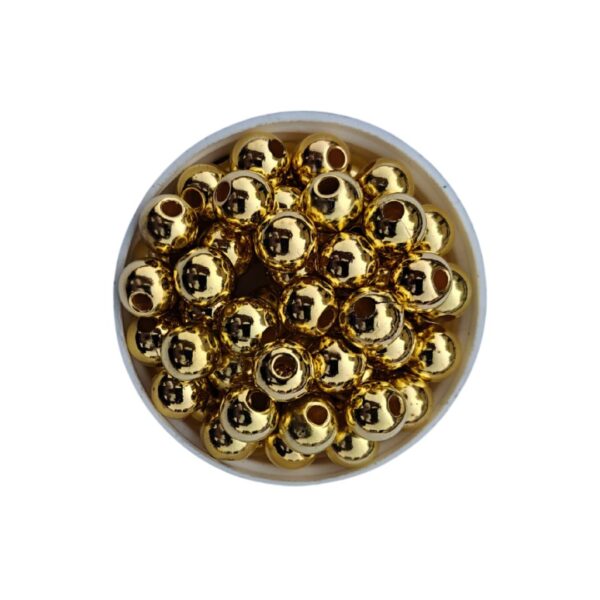 Golden Polished Round Shape Beads – 8 MM, 40g