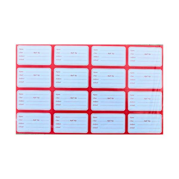 Plain (Red) Notebook Name Stickers – 1 Sheet