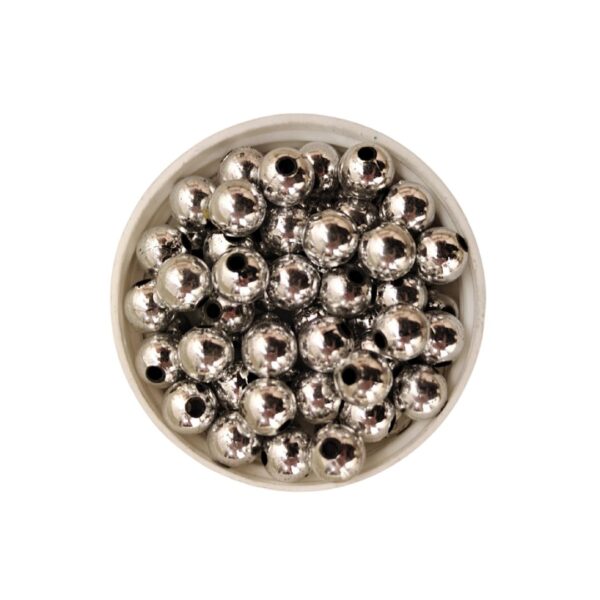 Silver Polished Round Shape Beads - 6 MM, 40g