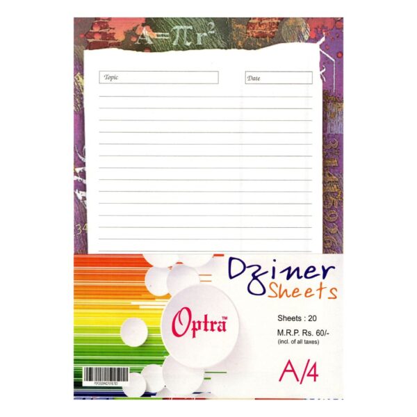 Optra Designed File Paper – 20 Sheets (A4 Size)