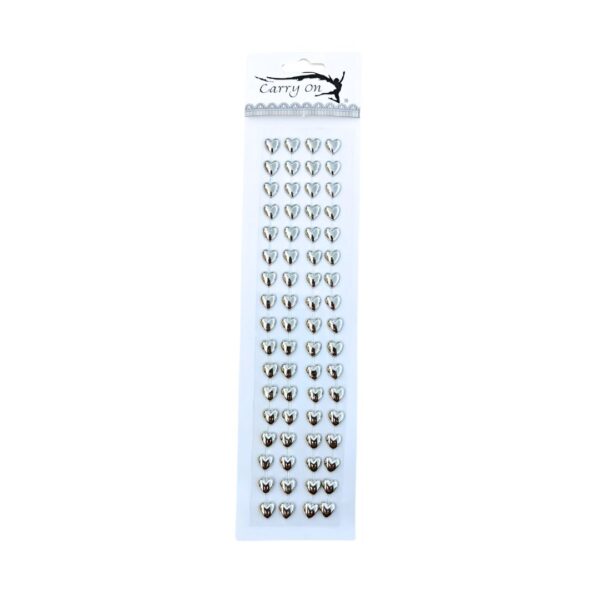 Silver Heart Shaped Self-Adhesive Stones