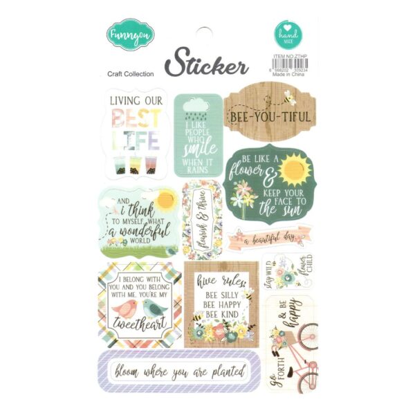 Trendy Craft Stickers with Peaceful Quotes