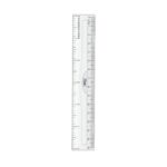 Flair Creative Acculine 15 CM Scale showcasing its "Press for Easy Lifting" feature and compact size