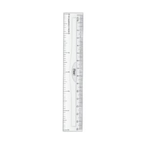 Flair Creative Acculine 15 CM Scale showcasing its "Press for Easy Lifting" feature and compact size