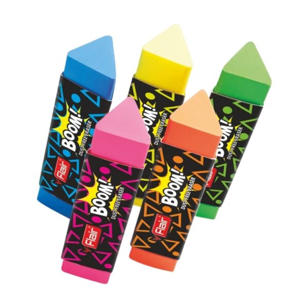 Flair Creative Boom Dust Free Eraser in a trendy colour, showcasing its size.