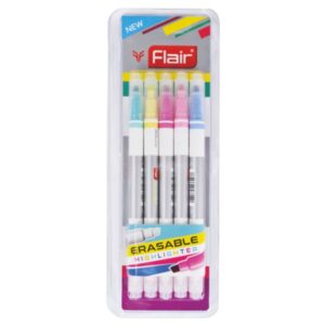 Flair Creative Erasable Highlighter - 05 Colours Pack, displaying the five highlighters.