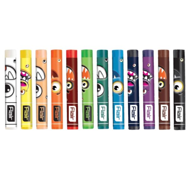 Flair Creative Oil Pastels - 12 Shades set, displaying the vibrant colours.
