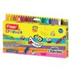 Flair Creative Extra Long Wax Crayons - 24 Shades pack, displaying the length and wide range of colours.