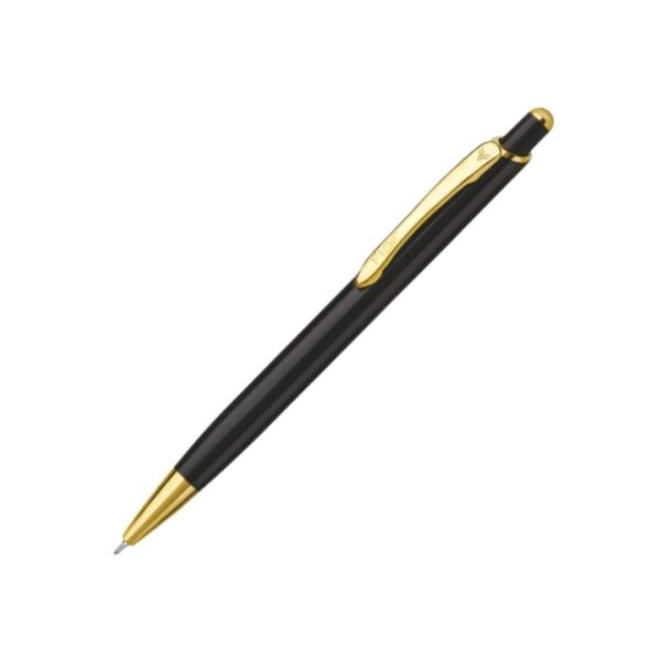 Close-up of the Flair Evoke Pen's shiny gold clip and gloss barrel.