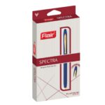 Flair Spectra Metal Ball Pen showcasing its matte finish, stylus, and shiny gold trims.