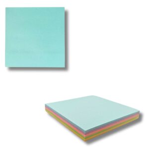 A stack of JC Pastel Stick Notes (3x3 inches) in assorted pastel colours.