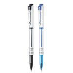 A close-up of the Zoox E7 Roller Gel Pen, highlighting its design and grip.